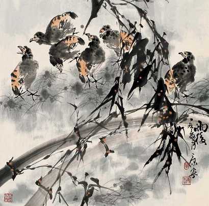 康宁 雨后 立轴